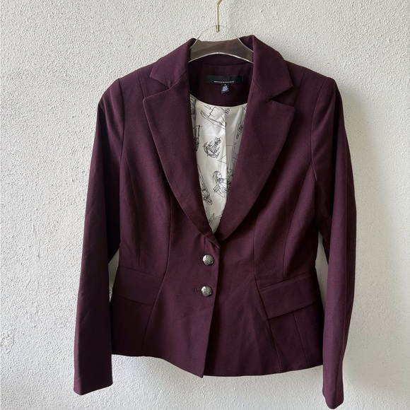 White House Black Market Size 6 Signature Blazer Button Closure Deep Purple $225 - Picture 2 of 15